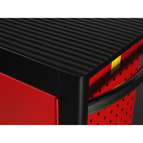 JTC-S1067 Тележка инструментальная 7 секций красная с боковым ящиком