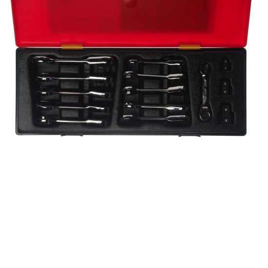 JTC-K6144 Набор ключей комбинированных 8-19мм укороченных трещоточных 14 предметов в кейсе